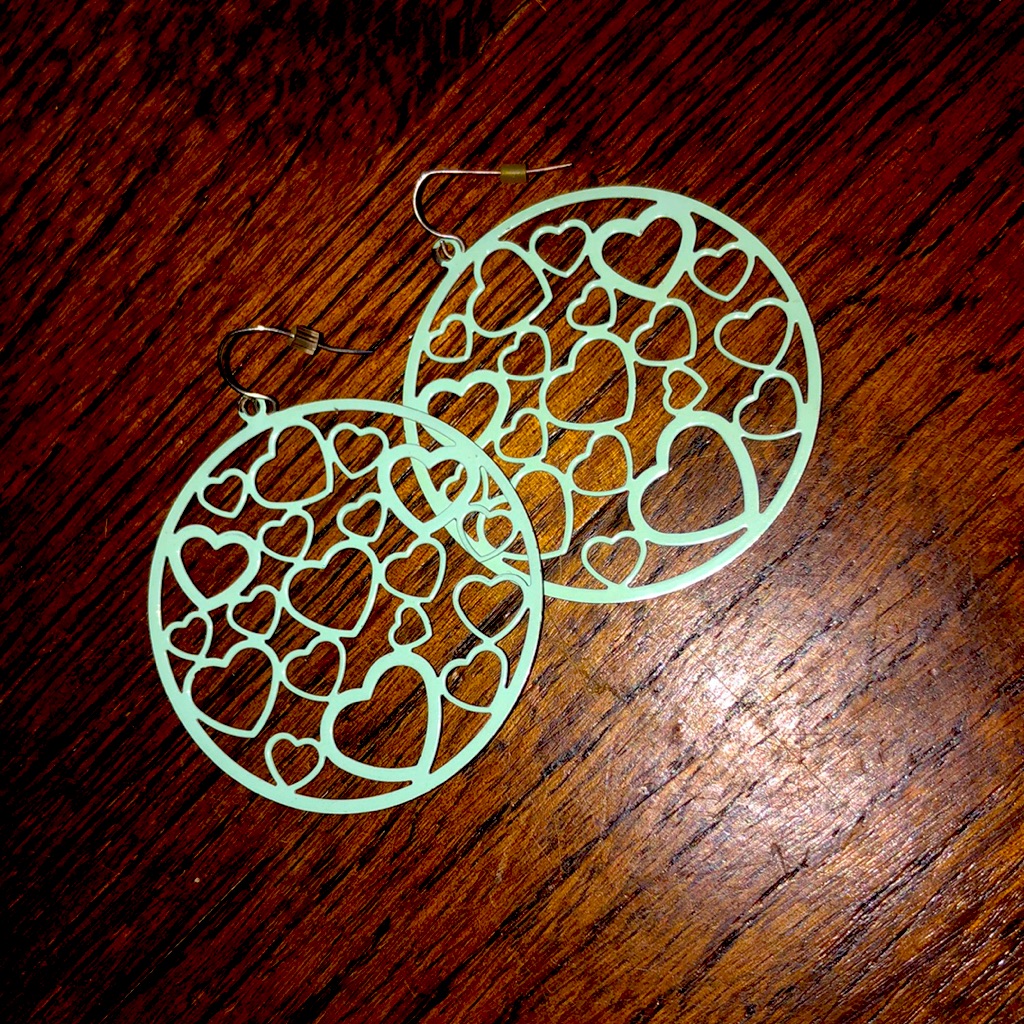 Cute Baby Blue Round Heart Earrings 8$
